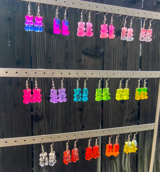 Gummy Bear Resin Charm Sterling Earrings