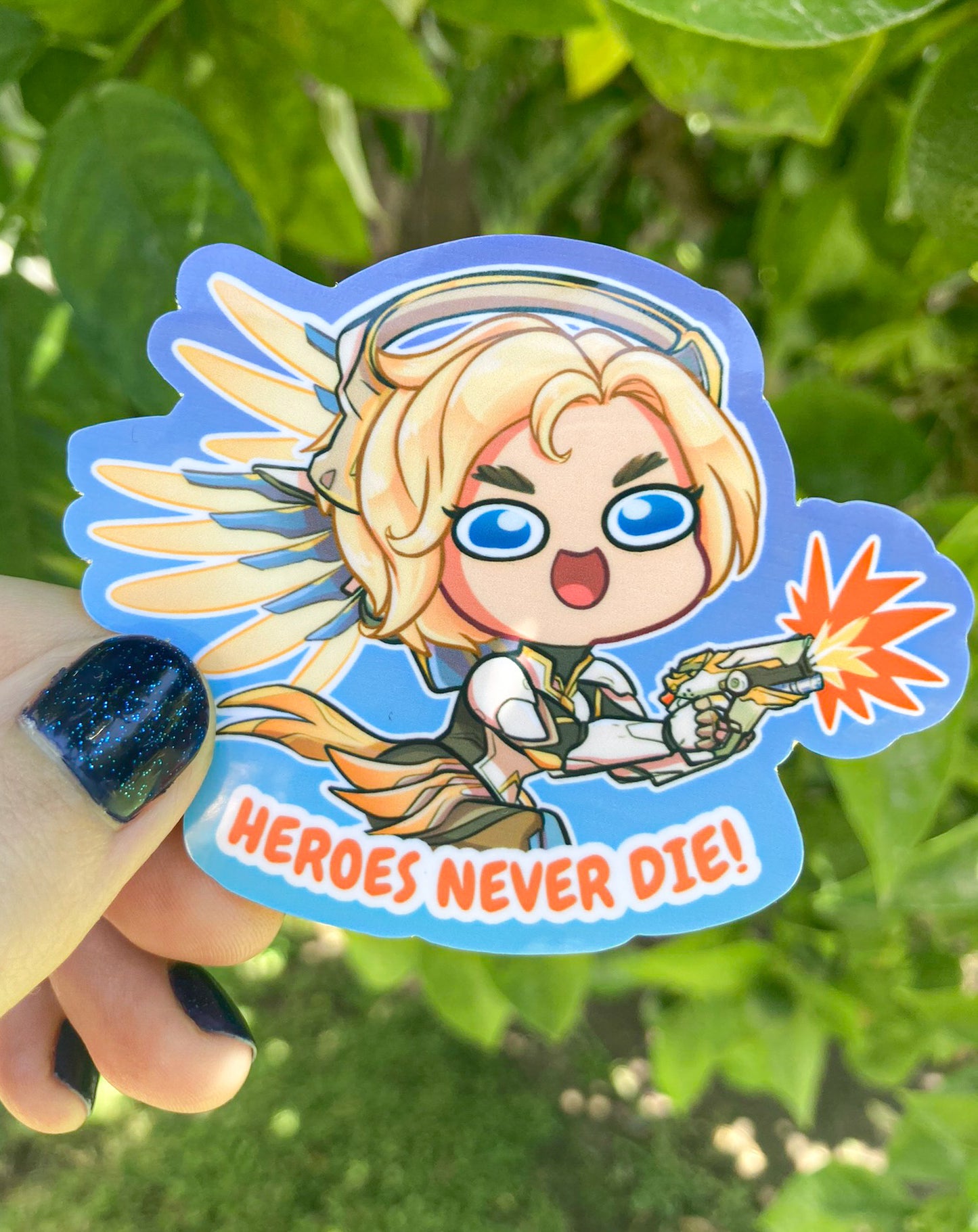 Overwatch - Mercy, "Heroes Never Die" Vinyl Sticker