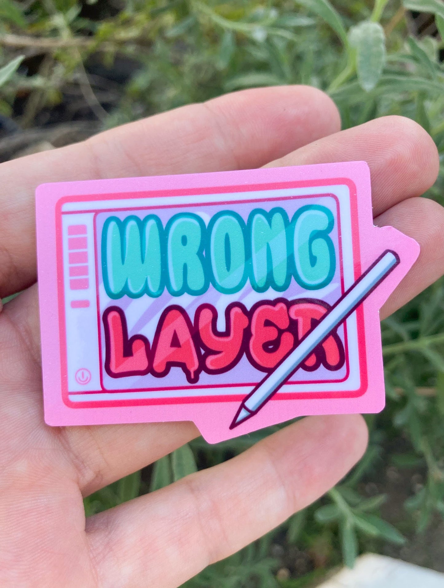 Wrong Layer, Digital Artist Funny Sticker, Vinyl Glosss