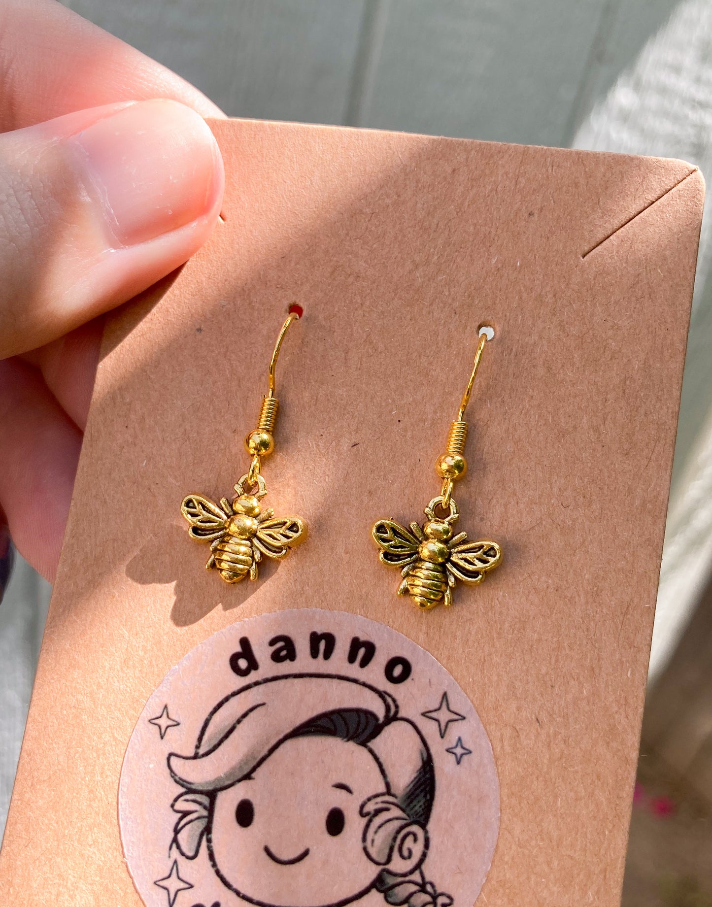 Tiny Gold Bumble Bee Earrings