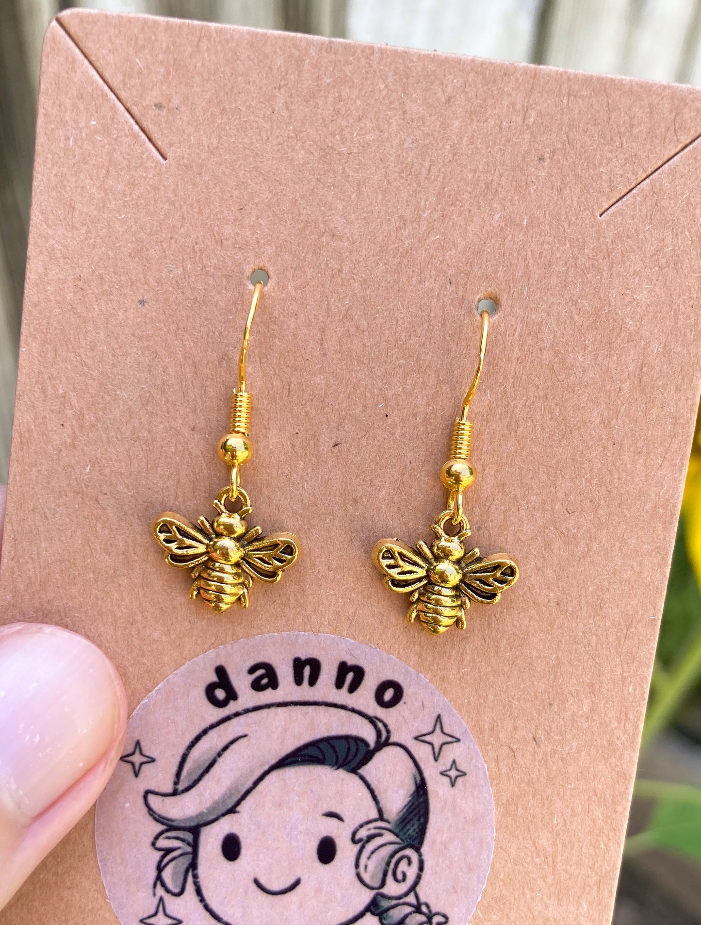 Tiny Gold Bumble Bee Earrings