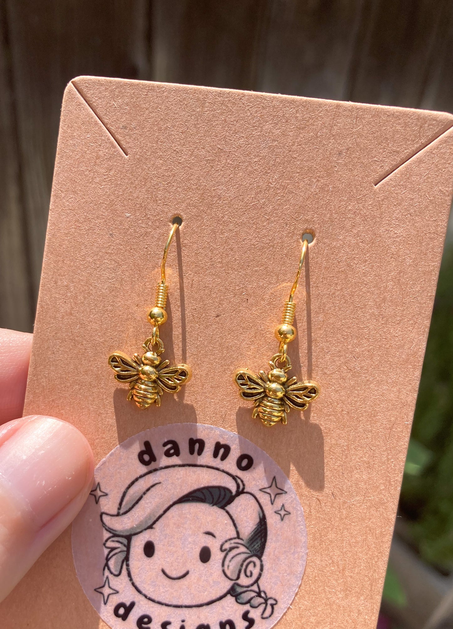 Tiny Gold Bumble Bee Earrings