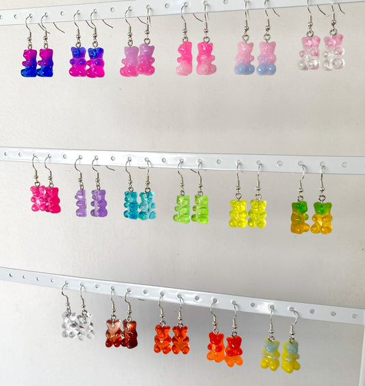 Gummy Bear Resin Charm Sterling Earrings