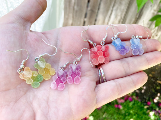 Sugared Gummy Bear Resin Sterling Earrings