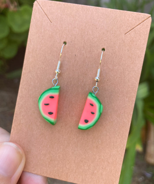 Watermelon Slice Polymer Clay (Handmade)  Stainless Earrings