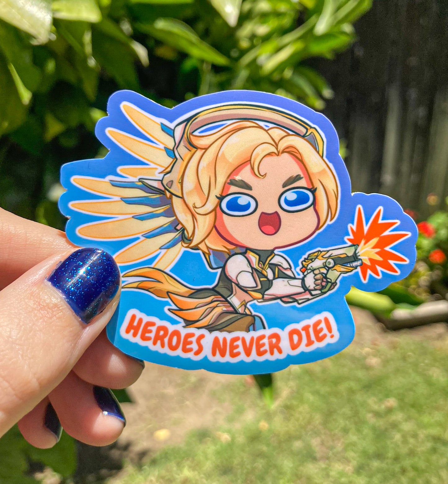 Overwatch - Mercy, "Heroes Never Die" Vinyl Sticker