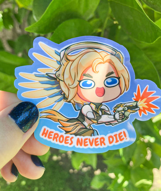 Overwatch - Mercy, "Heroes Never Die" Vinyl Sticker