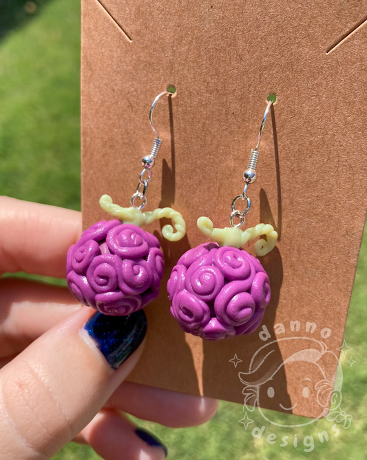 One Piece - Luffy's Devil Fruit Earrings, Polymer Clay (Handmade)