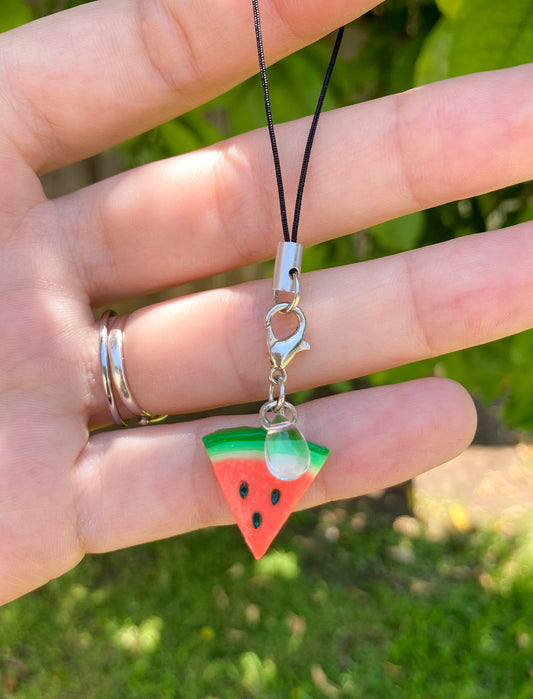 Watermelon Triangle Slice Strap Charm, Polymer Clay (Handmade)