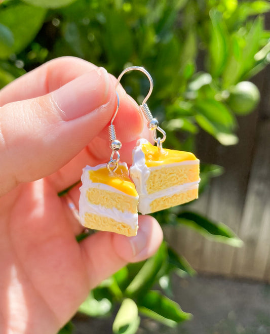 Lemon Cake Earrings, Handmade Polymer Clay