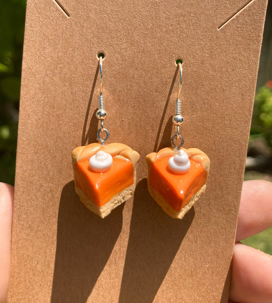 Pumpkin Pie Earrings, Handmade Polymer Clay