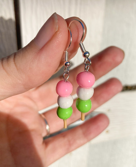 Hanami Dango Earrings, Handmade Polymer Clay