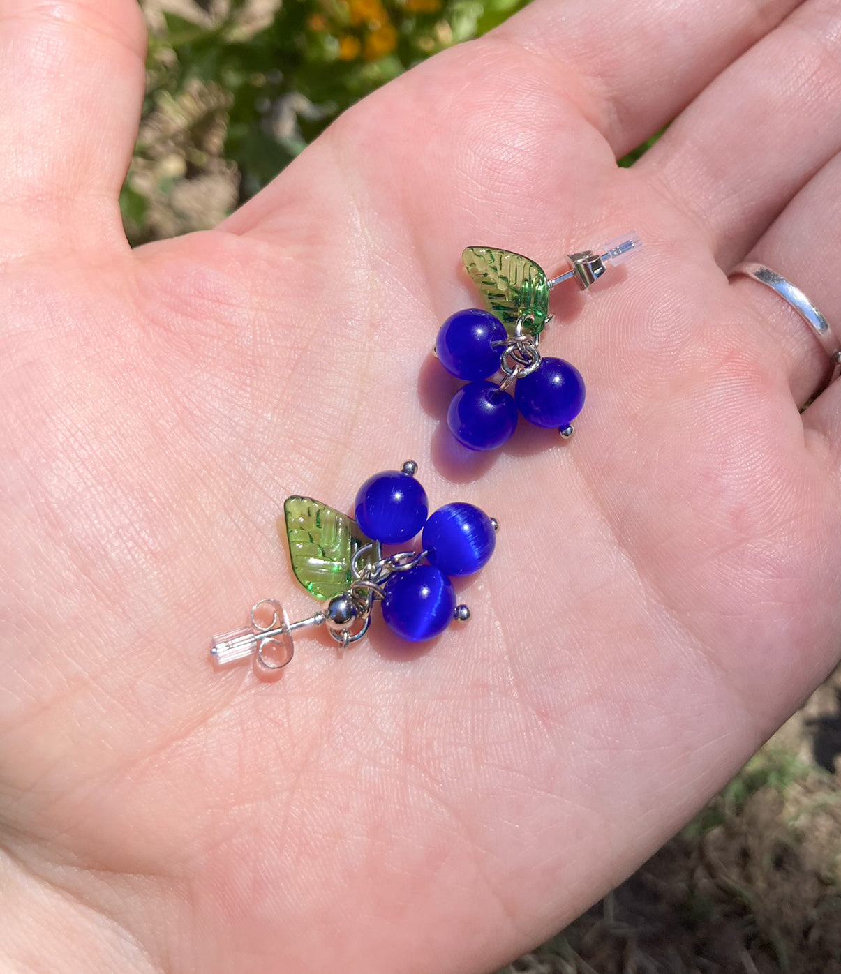 Blueberry Glass Bead Earrings