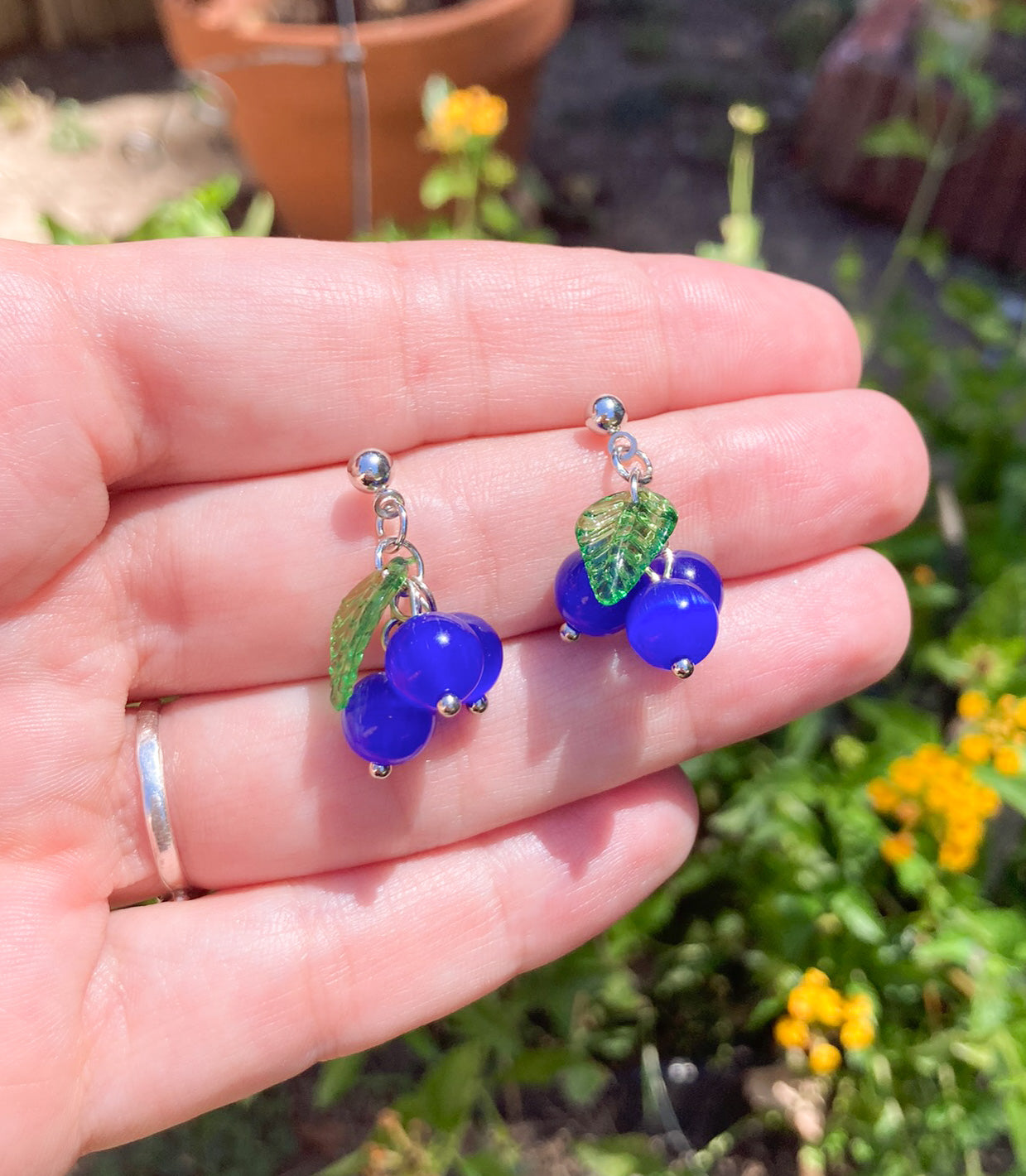 Blueberry Glass Bead Earrings