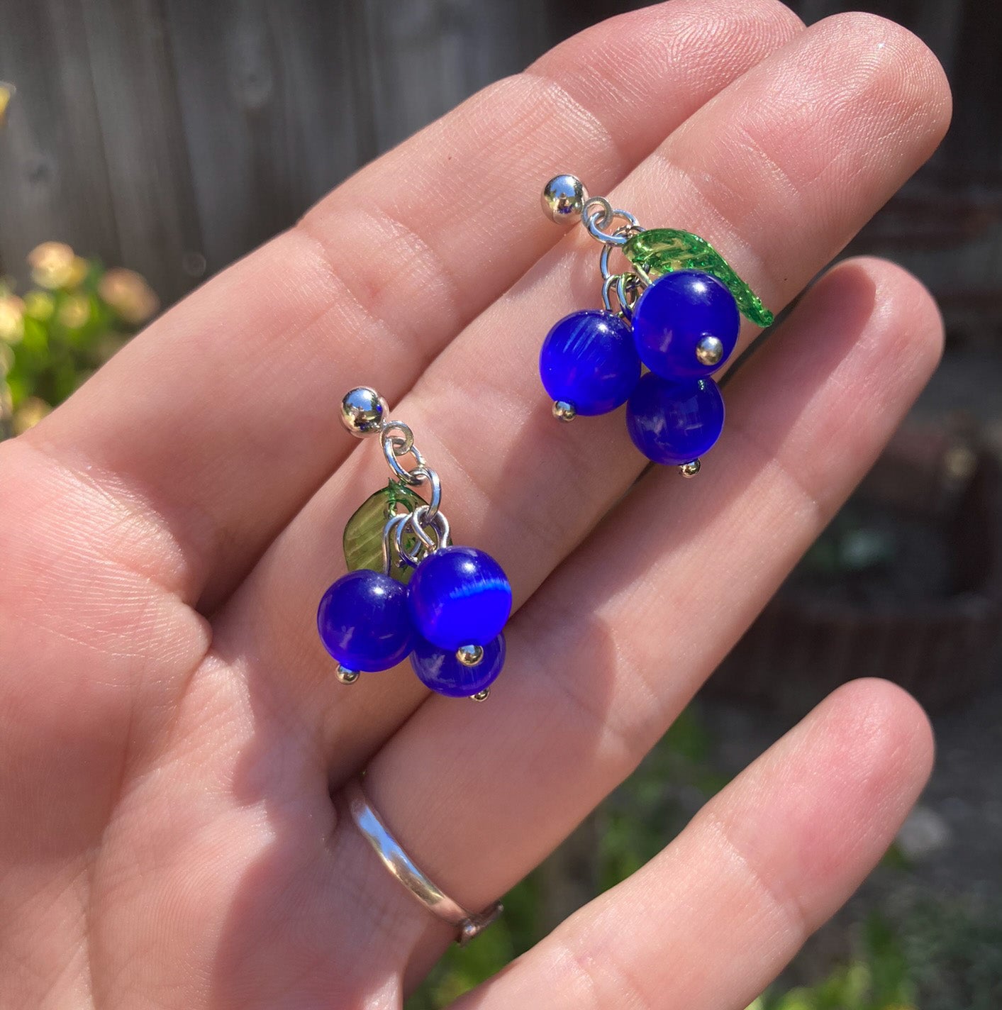 Blueberry Glass Bead Earrings