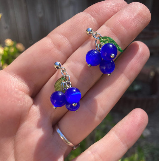 Blueberry Glass Bead Earrings