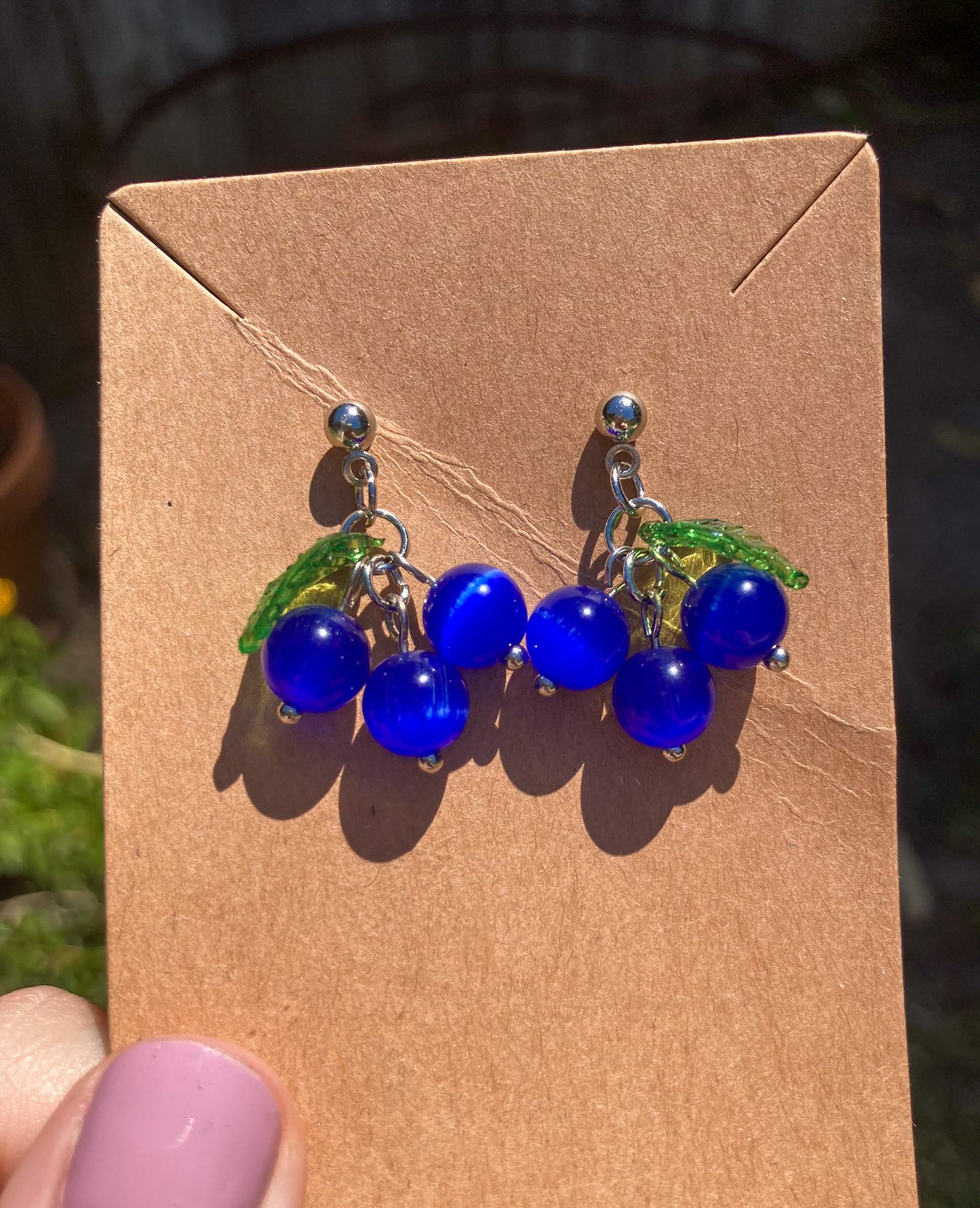 Blueberry Glass Bead Earrings