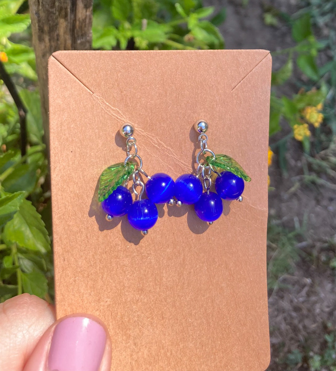 Blueberry Glass Bead Earrings