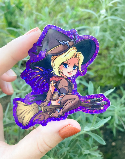 Witch Mercy, Overwatch - Glitter Gloss Sparkle Sticker (LIMITED RUN)