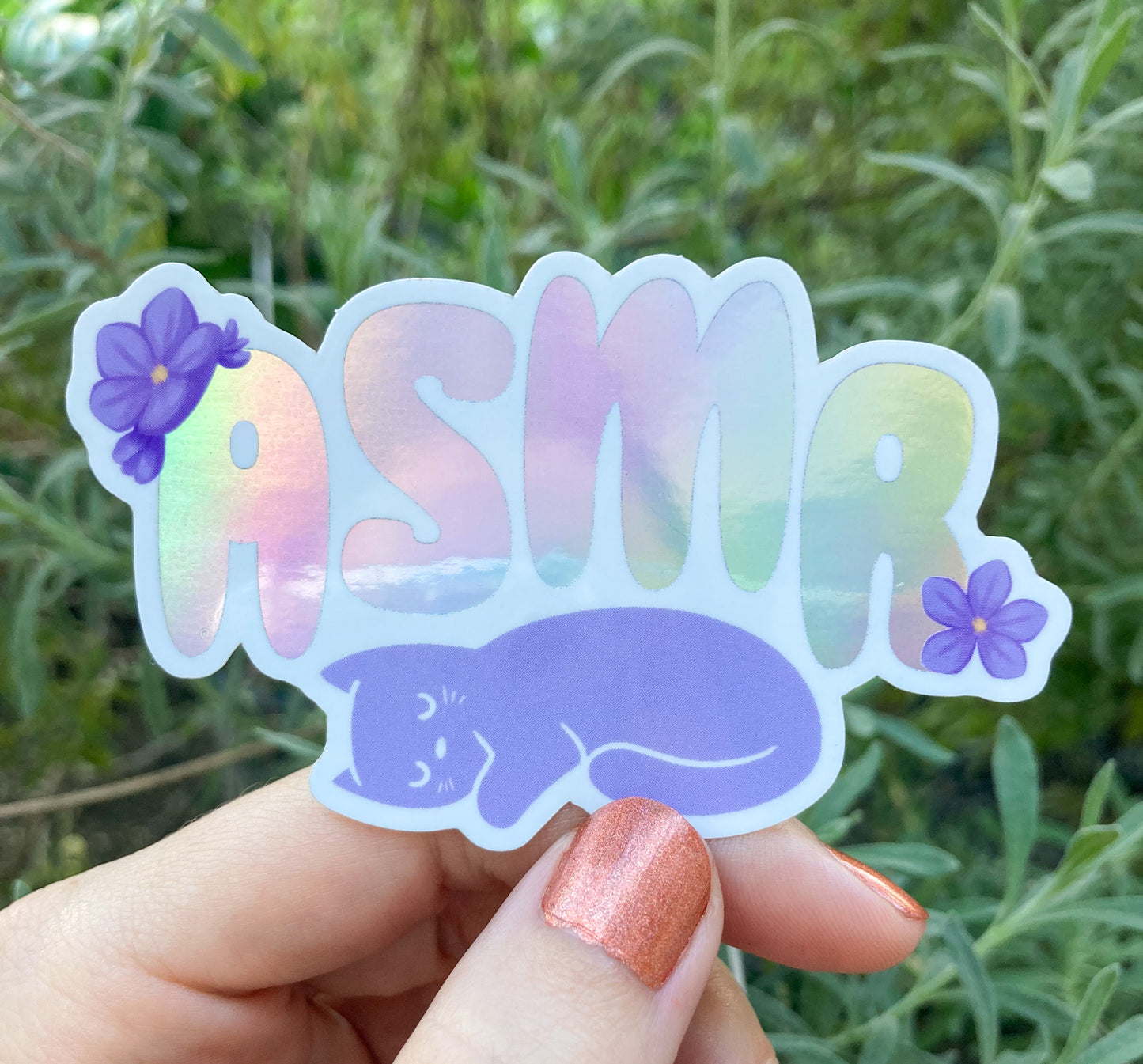 "ASMR" Holographic Glossy Text Sticker