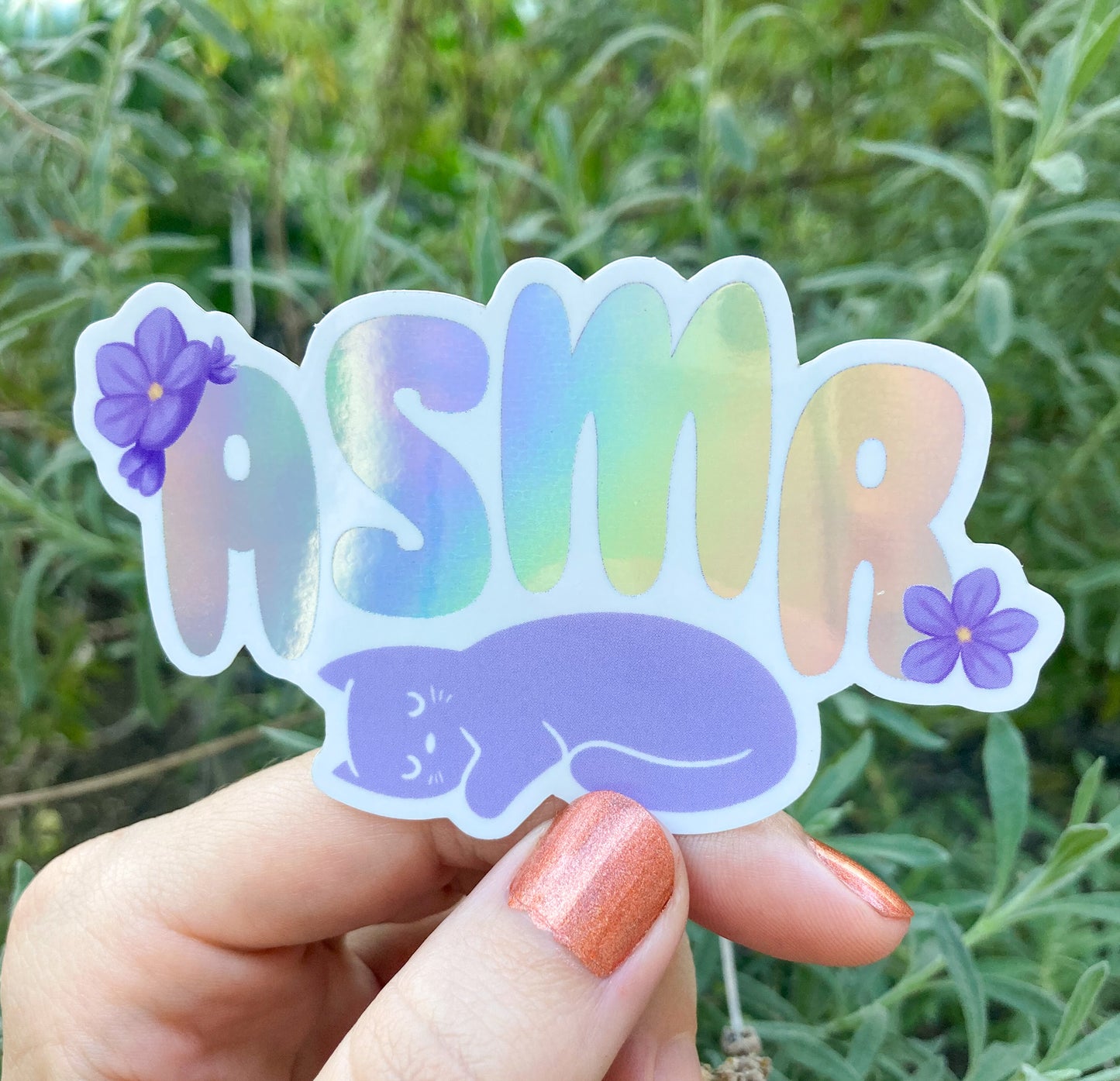 "ASMR" Holographic Glossy Text Sticker