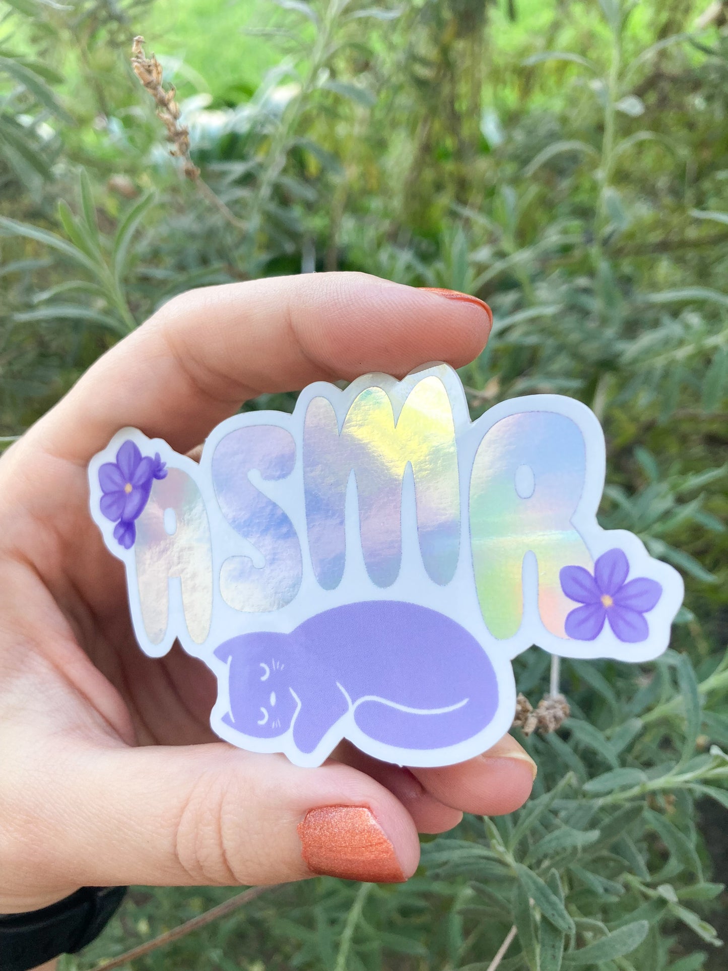 "ASMR" Holographic Glossy Text Sticker
