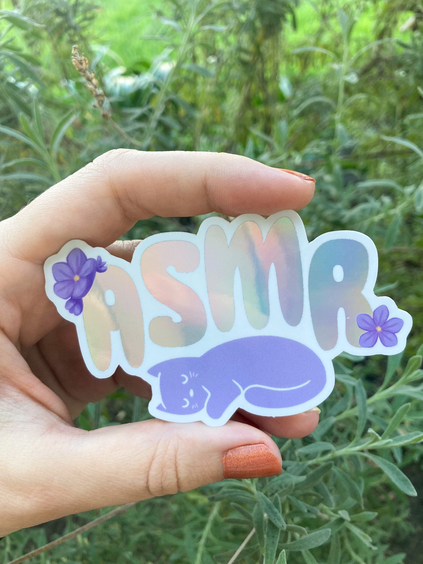"ASMR" Holographic Glossy Text Sticker