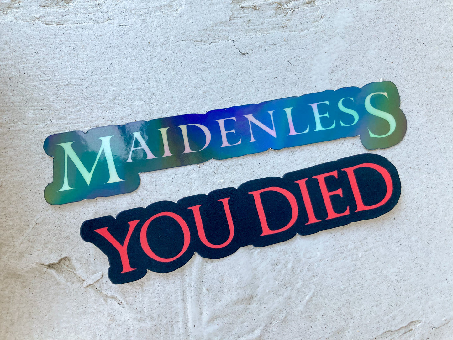 Dark Souls, Elden Ring - "You Died" and "Maidenless" Stickers