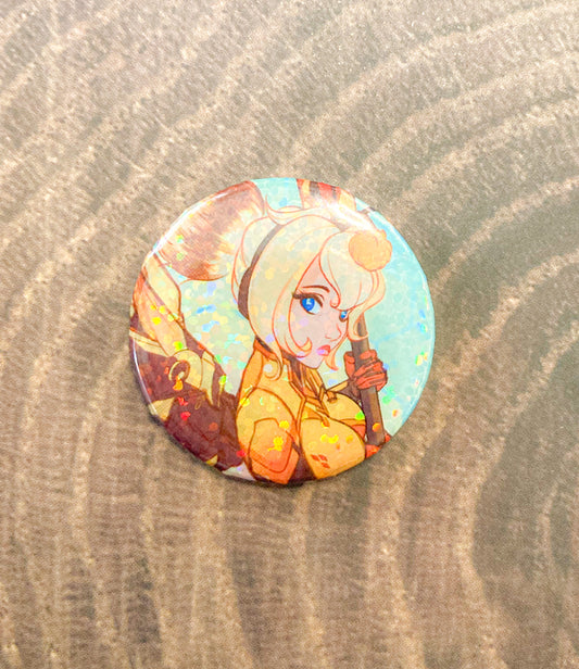 Sparkle Bumblebee Mercy (Medium Pin) 1.5" Inch 37mm