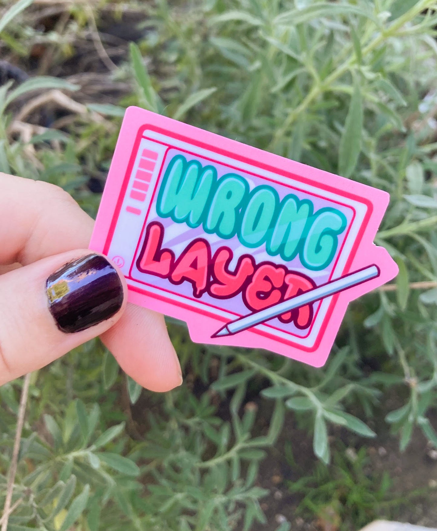 Wrong Layer, Digital Artist Funny Sticker, Vinyl Glosss