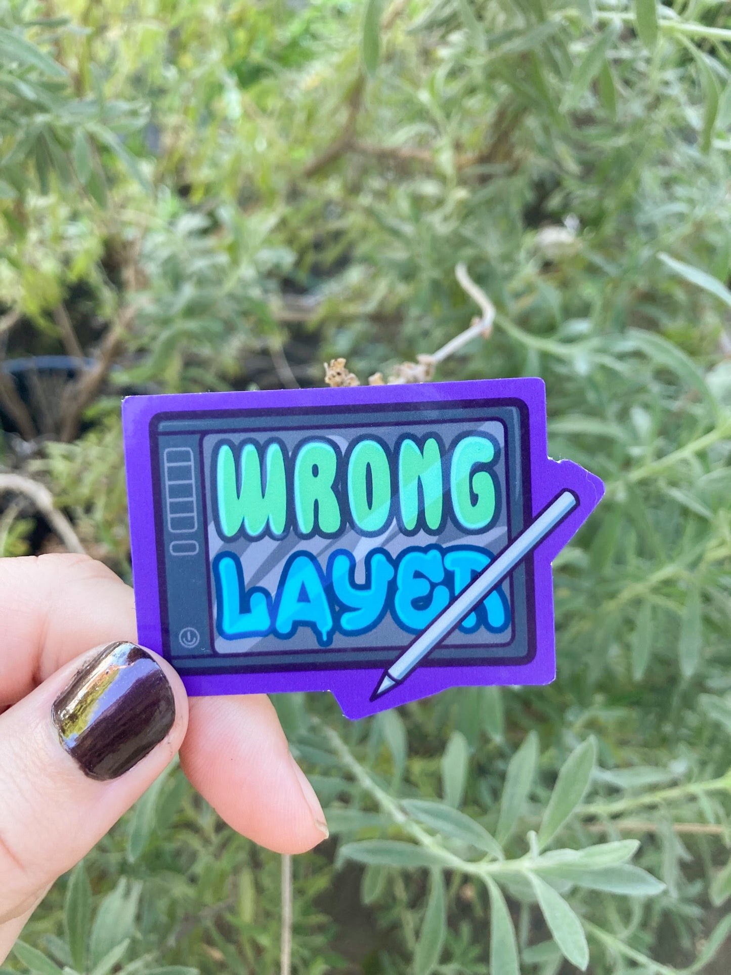 Wrong Layer, Digital Artist Funny Sticker, Vinyl Glosss